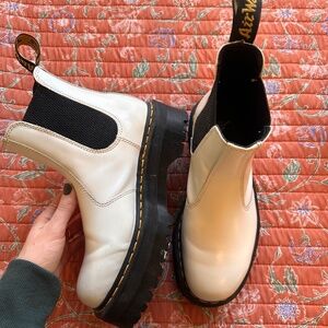 White Quad Platform Chelsea Doc Marten Boots!